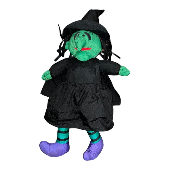 Vintage 1993 Nylon Halloween Witch with Broom Plush Puffalump Style 20” As Is. - Picture 12 of 13